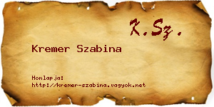 Kremer Szabina névjegykártya